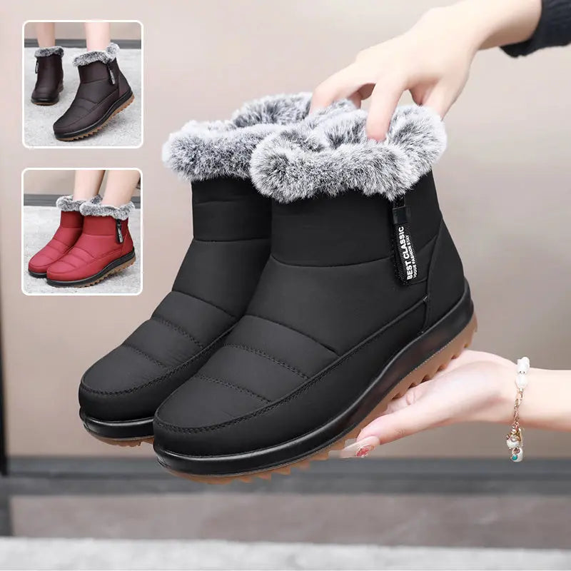 Winter Snow Boot With Side Zipper Fashion Warm Plush Ankle Boots Women's Fleece Short Shoes USA