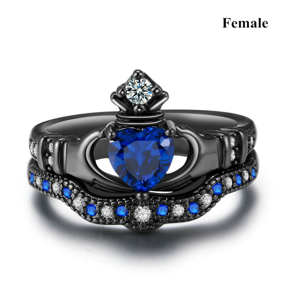 Couronne amour saphir bague femme USA