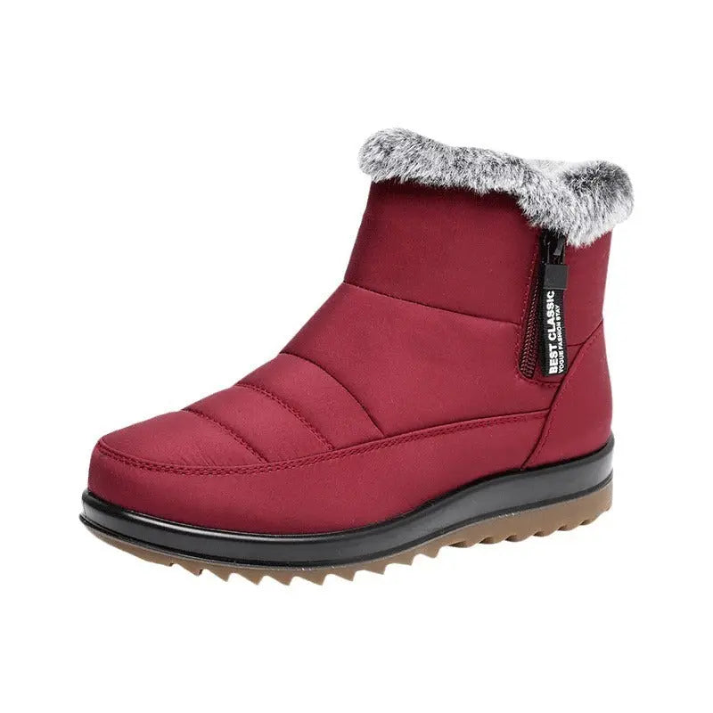 Winter Snow Boot With Side Zipper Fashion Warm Plush Ankle Boots Women's Fleece Short Shoes USA