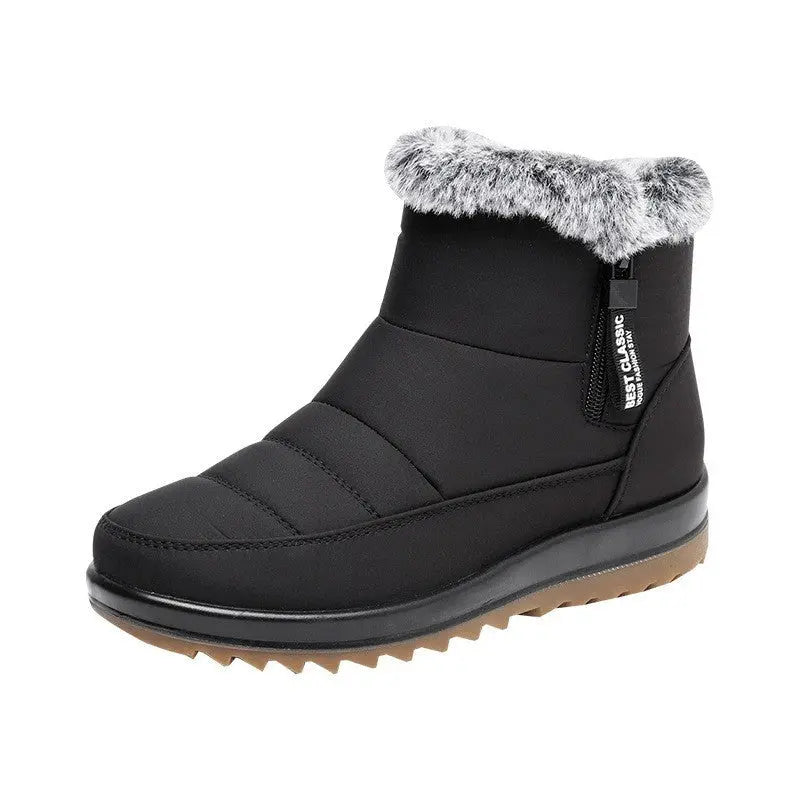 Winter Snow Boot With Side Zipper Fashion Warm Plush Ankle Boots Women's Fleece Short Shoes USA