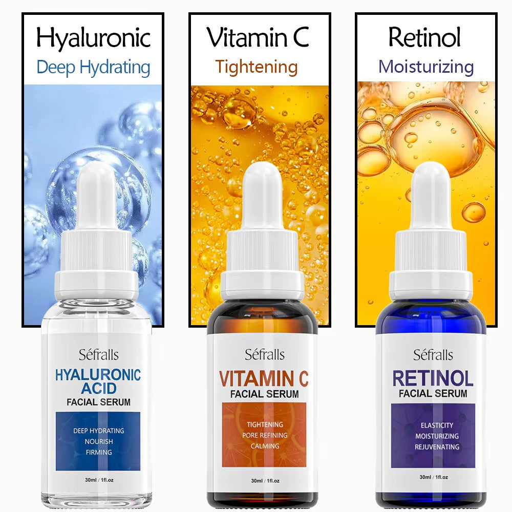 Sefralls Ensemble de sérum pour le visage En gros Acide hyaluronique Rétinol Vitamine C Hydratant Nourrissant Soins de la peau Sérums pour le visage USA