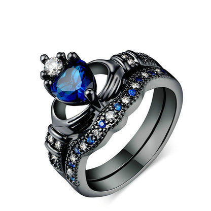 Couronne amour saphir bague femme USA