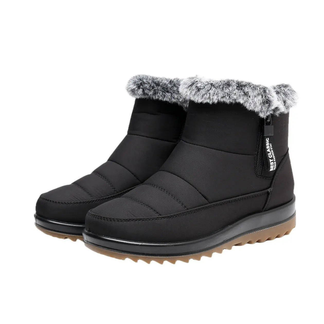 Winter Snow Boot With Side Zipper Fashion Warm Plush Ankle Boots Women's Fleece Short Shoes USA