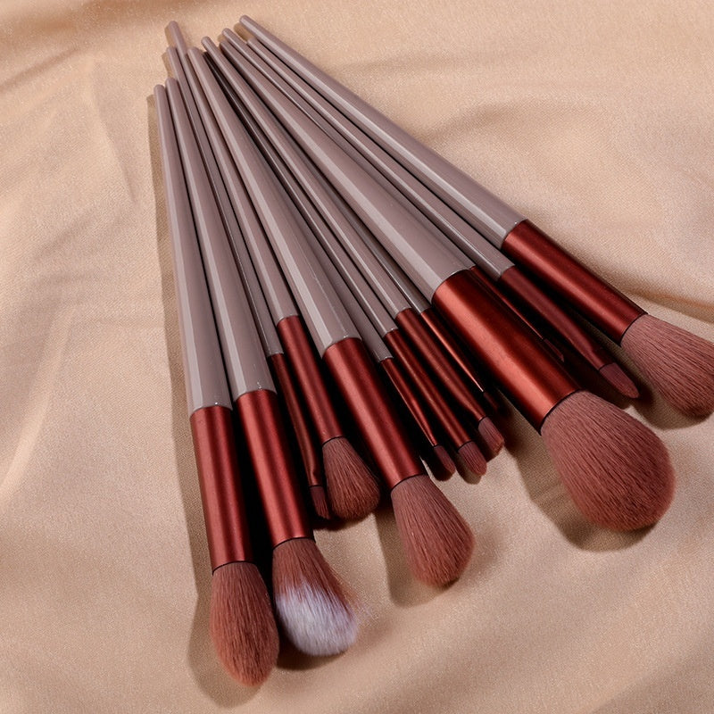 13 PCs Pinceaux de maquillage en forme de fleur violette et de feuille de houx, poils doux.