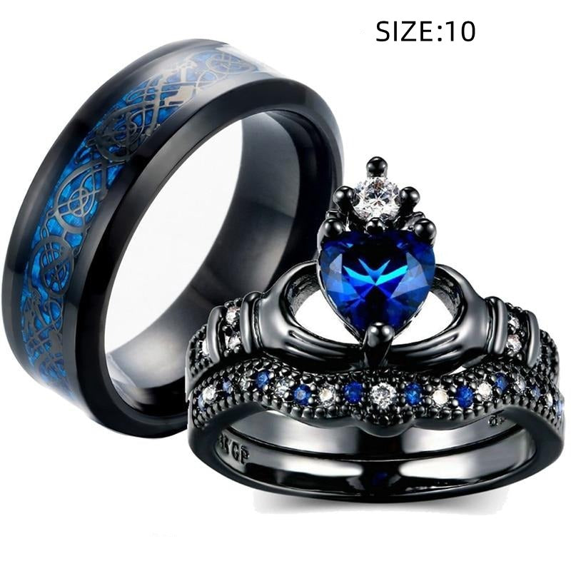 Couronne amour saphir bague femme USA