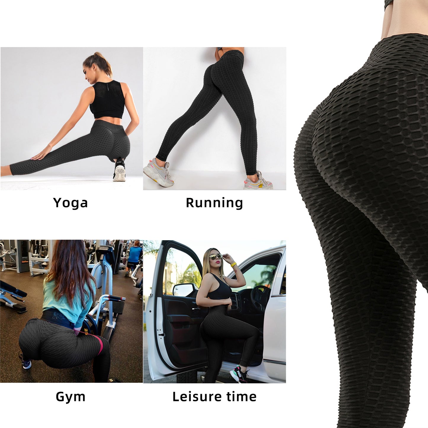 Femmes TIK Tok Leggings Bubble Texture Leggings Butt Lifting Yoga Pants Noir Amazon Interdit USA